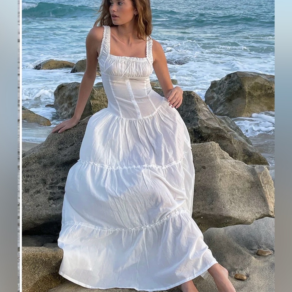Frankie’s Bikinis Christabelle Ruffle Maxi Dress